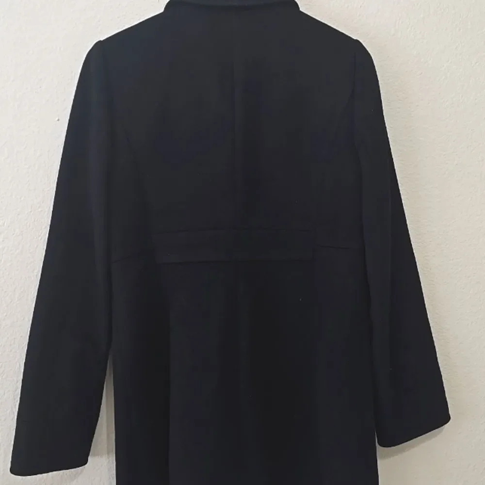 J.Crew Black Ruffle Front Pea Coat 4 - Picture 5 of 10